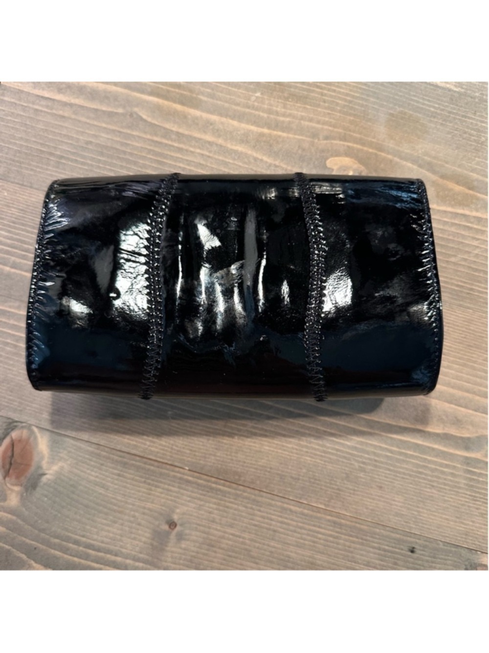 Saks Fifth Avenue X Carlos Falchi Womens Black Magnet Clutch Bag Makeup Bag - Picture 4 of 14